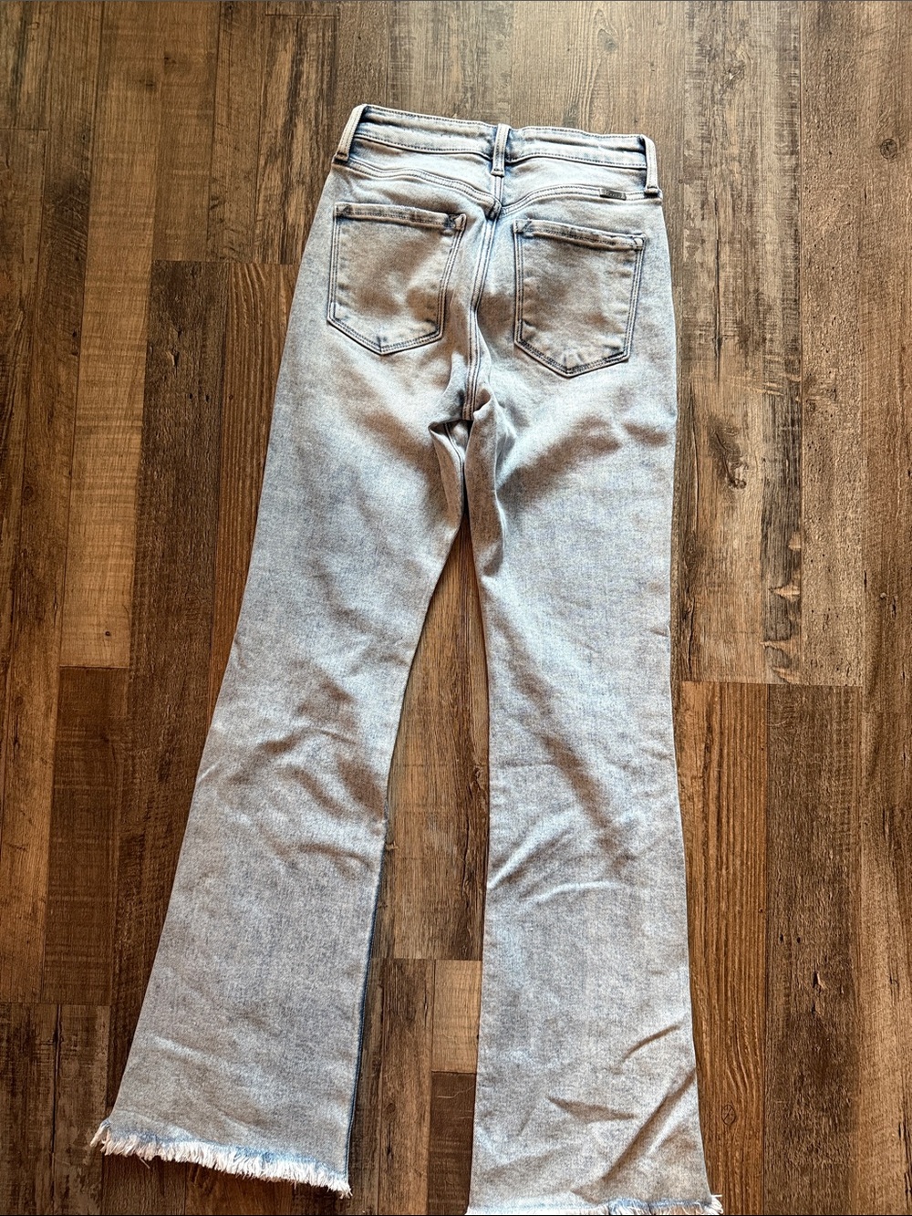 KanCan Light Blue Distressed Flare Jeans with Raw Hem - Picture 7 of 9